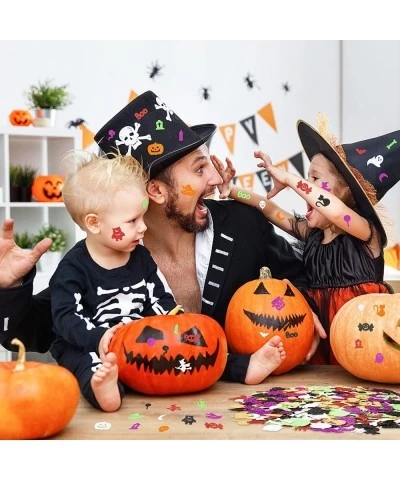 MALLMALL6 508Pcs Halloween Pumpkin Foam Stickers Glitter EVA Self Adhesive Decorations with Ghost Bat Cross Spider Cat Trick ...