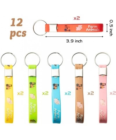 48Pcs Farm Animals Party Favors Barnyard Animals Silicone Bracelets Wristbands Rubber Keychains Button Pins Cartoon Stickers ...