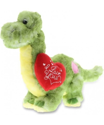 I Love You Green Dinosaur Plush - Cute Stuffed Animal with Heart and with Name Personalization for Valentines Anniversary Rom...