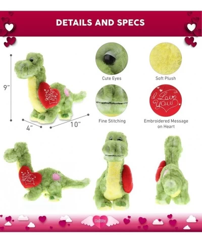 I Love You Green Dinosaur Plush - Cute Stuffed Animal with Heart and with Name Personalization for Valentines Anniversary Rom...