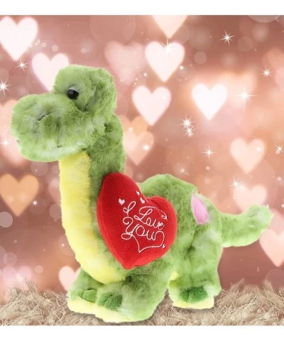 I Love You Green Dinosaur Plush - Cute Stuffed Animal with Heart and with Name Personalization for Valentines Anniversary Rom...