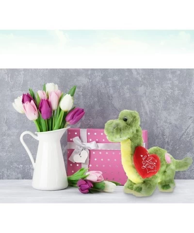 I Love You Green Dinosaur Plush - Cute Stuffed Animal with Heart and with Name Personalization for Valentines Anniversary Rom...