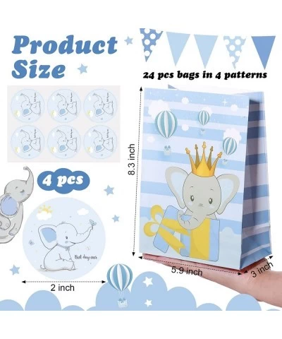 24 Pcs Elephant Party Gift Bags Blue Gift Baby Shower Treat Bag Birthday Party Favor Bags with Stickers Candy Goodie Bags for...