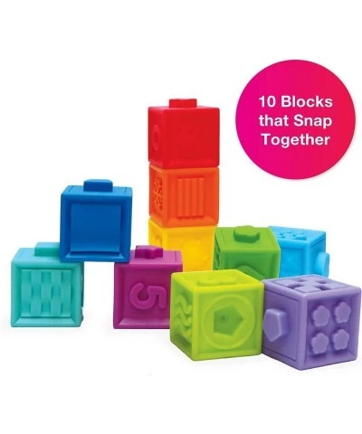 Pop Soft Baby Blocks - Set of 10 Textured Numbered Stacking Blocks for Building & Development - Soft Blocks for Babies 6-12 M...