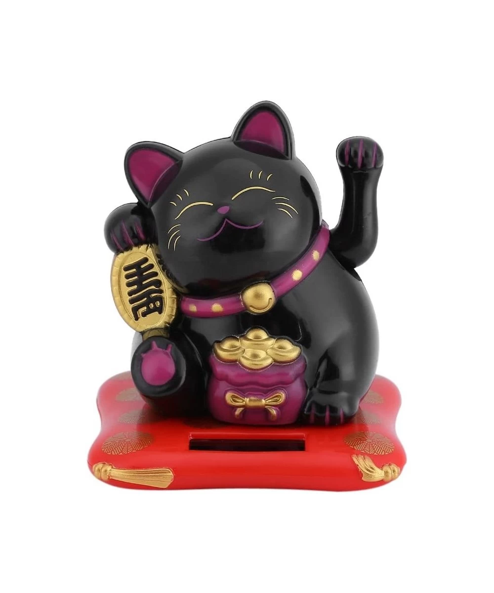 Fortune Lucky Wealth Welcoming Cat Solar Powered Cute Cat with Waving Arm Home Display Car Decor(Black) $19.82 Solar Power Kits