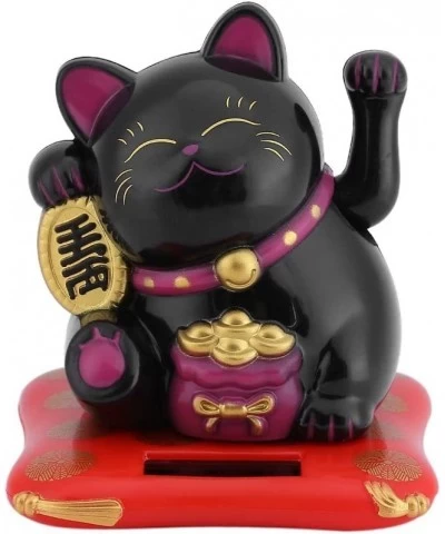 Fortune Lucky Wealth Welcoming Cat Solar Powered Cute Cat with Waving Arm Home Display Car Decor(Black) $19.82 Solar Power Kits