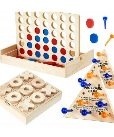 Tic Tac Toe 4 in a Row Tables Game and Wooden Triangle Peg Games Set Board Line up 4 Game Triangle Wooden Board Game Christma...