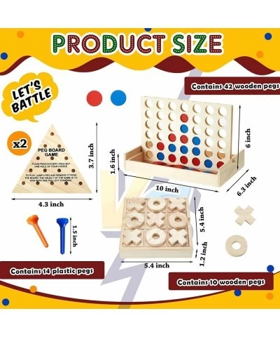 Tic Tac Toe 4 in a Row Tables Game and Wooden Triangle Peg Games Set Board Line up 4 Game Triangle Wooden Board Game Christma...