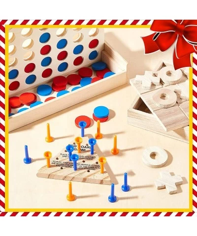 Tic Tac Toe 4 in a Row Tables Game and Wooden Triangle Peg Games Set Board Line up 4 Game Triangle Wooden Board Game Christma...