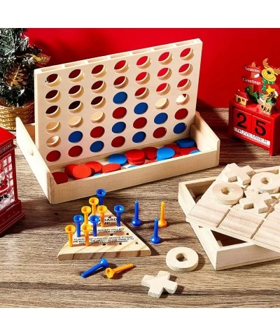 Tic Tac Toe 4 in a Row Tables Game and Wooden Triangle Peg Games Set Board Line up 4 Game Triangle Wooden Board Game Christma...