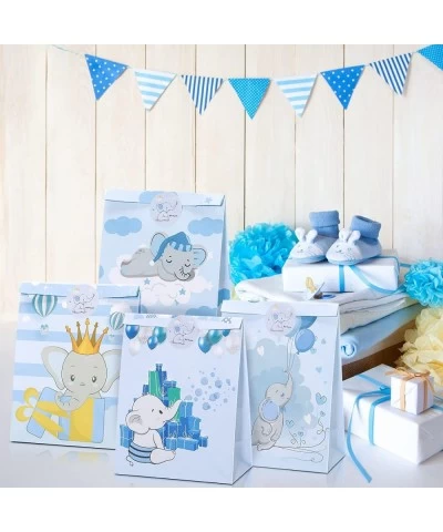 24 Pcs Elephant Party Gift Bags Blue Gift Baby Shower Treat Bag Birthday Party Favor Bags with Stickers Candy Goodie Bags for...