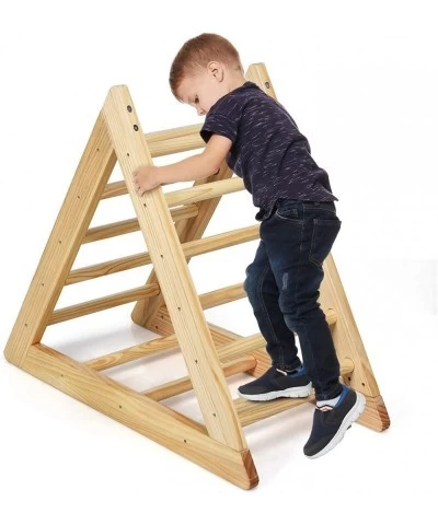 Wooden Climbing Triangle Ladder Toddler Triangle Climber with 3 Different Climbing Ladders for Kids 3 Years Old+ Indoor Playf...