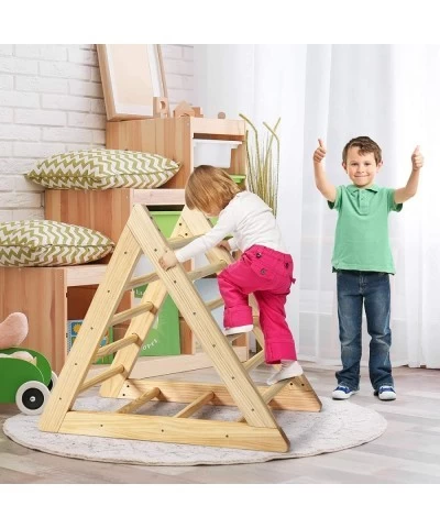 Wooden Climbing Triangle Ladder Toddler Triangle Climber with 3 Different Climbing Ladders for Kids 3 Years Old+ Indoor Playf...