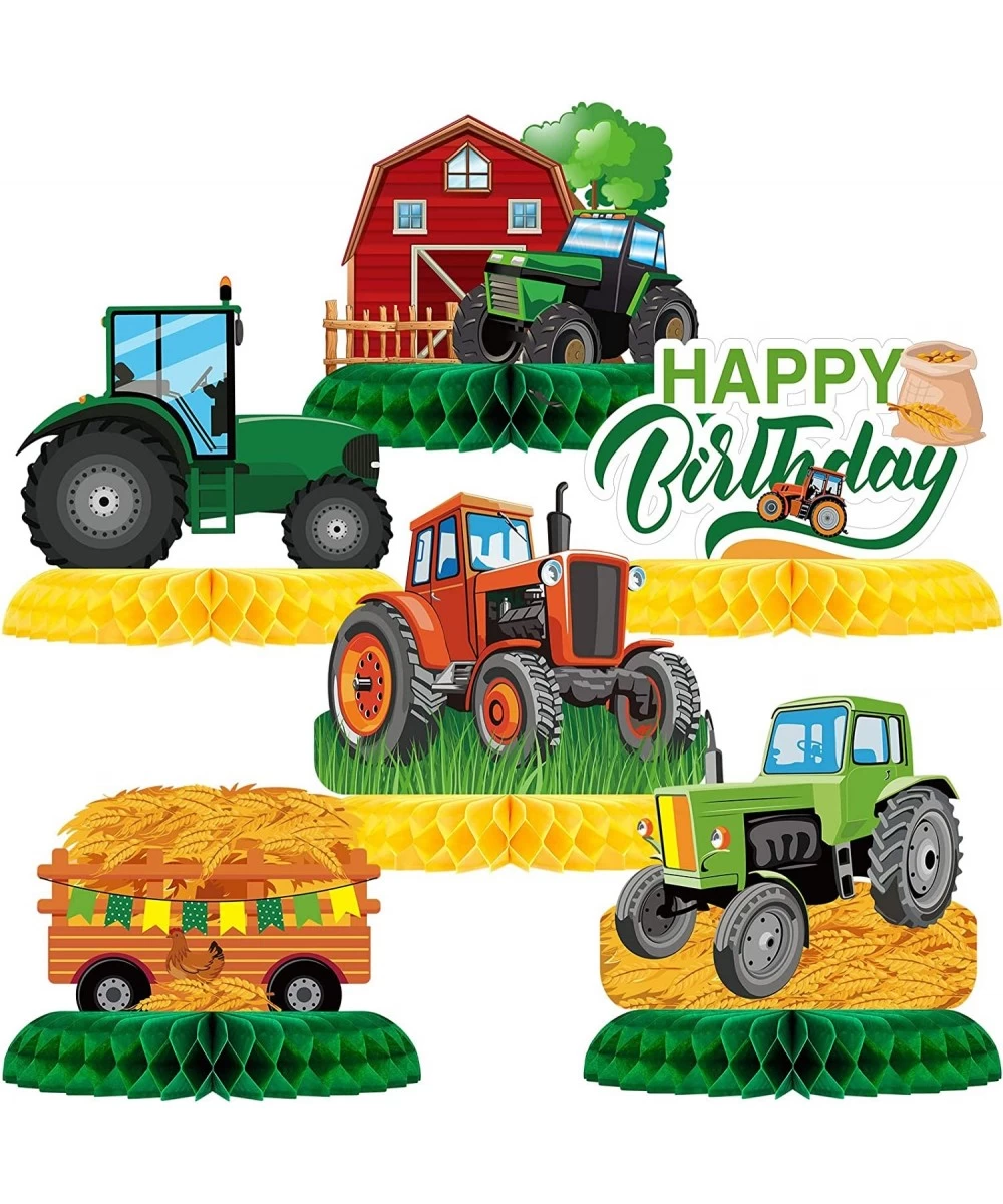 6 Pieces Tractor Party Decorations Tractor Honeycomb Table Centerpiece Tractor Birthday Party Supplies Table Toppers for Baby...