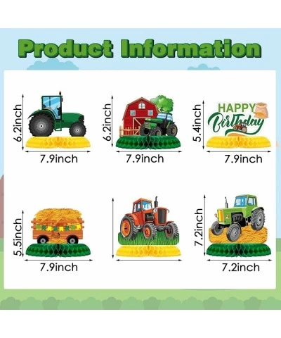 6 Pieces Tractor Party Decorations Tractor Honeycomb Table Centerpiece Tractor Birthday Party Supplies Table Toppers for Baby...