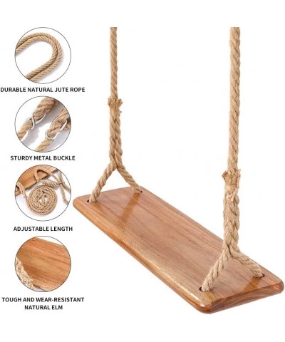 Tree Swing Seat Hanging Wooden Tree Swings for Children Adult Kids Garden Yard Indoor Elm Wood Durable Can Withstand 440IB Ad...