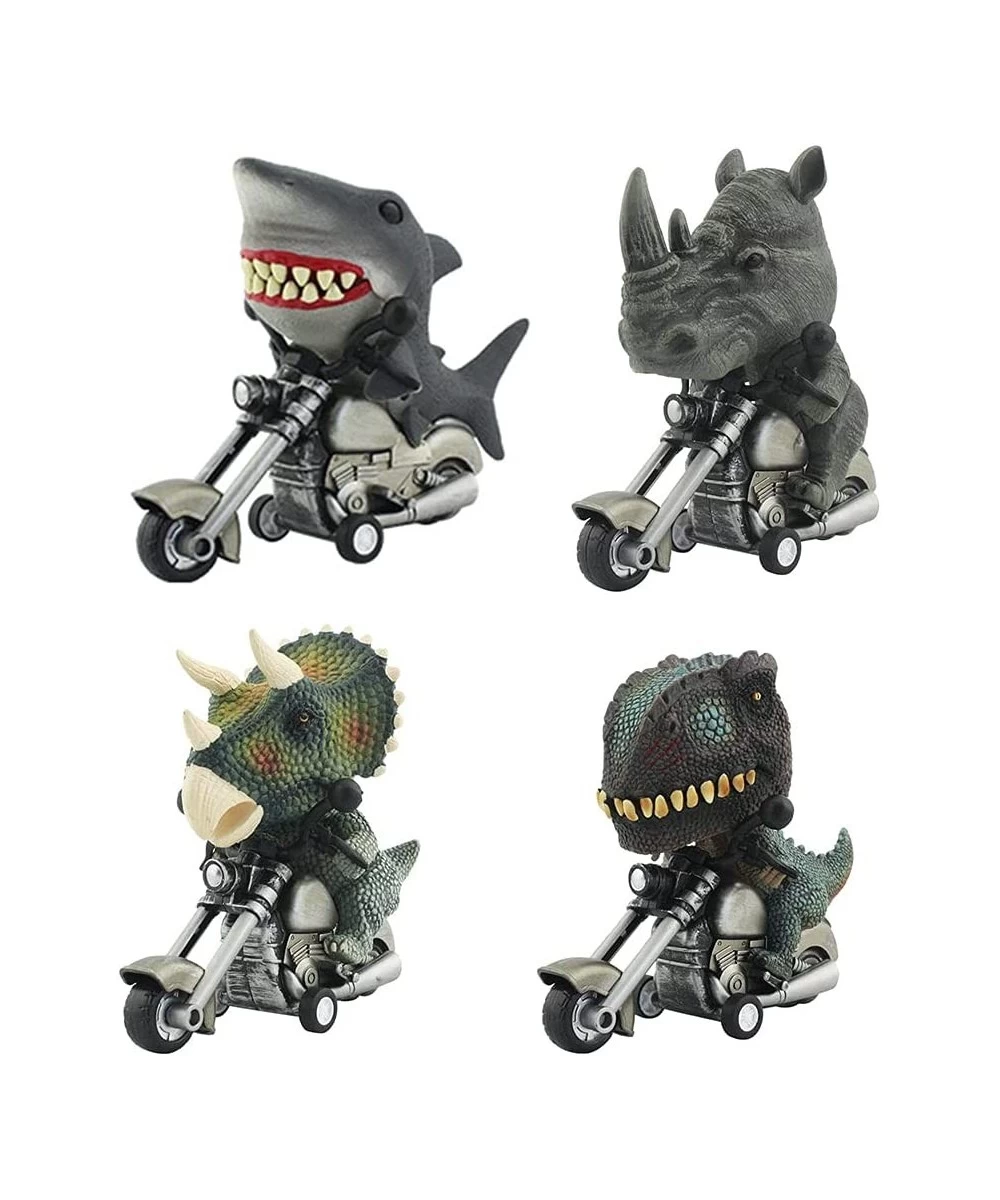 Dino Toys 4PCS Friction Powered Inertia Animal Motorcycle Toy Vehicle Gifts for Kids Boys Age 3 4 5 6 7 8Shark Toy Car Specia...