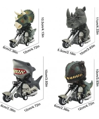 Dino Toys 4PCS Friction Powered Inertia Animal Motorcycle Toy Vehicle Gifts for Kids Boys Age 3 4 5 6 7 8Shark Toy Car Specia...