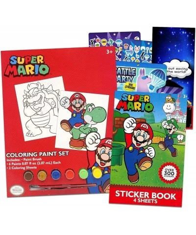 Store Mario Paint Posters Set - 4 Pc Bundle with Super Mario Painting Activity Book 600+ Stickers and More | Super Mario Colo...