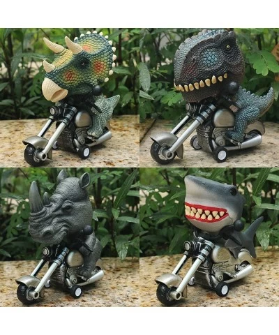 Dino Toys 4PCS Friction Powered Inertia Animal Motorcycle Toy Vehicle Gifts for Kids Boys Age 3 4 5 6 7 8Shark Toy Car Specia...