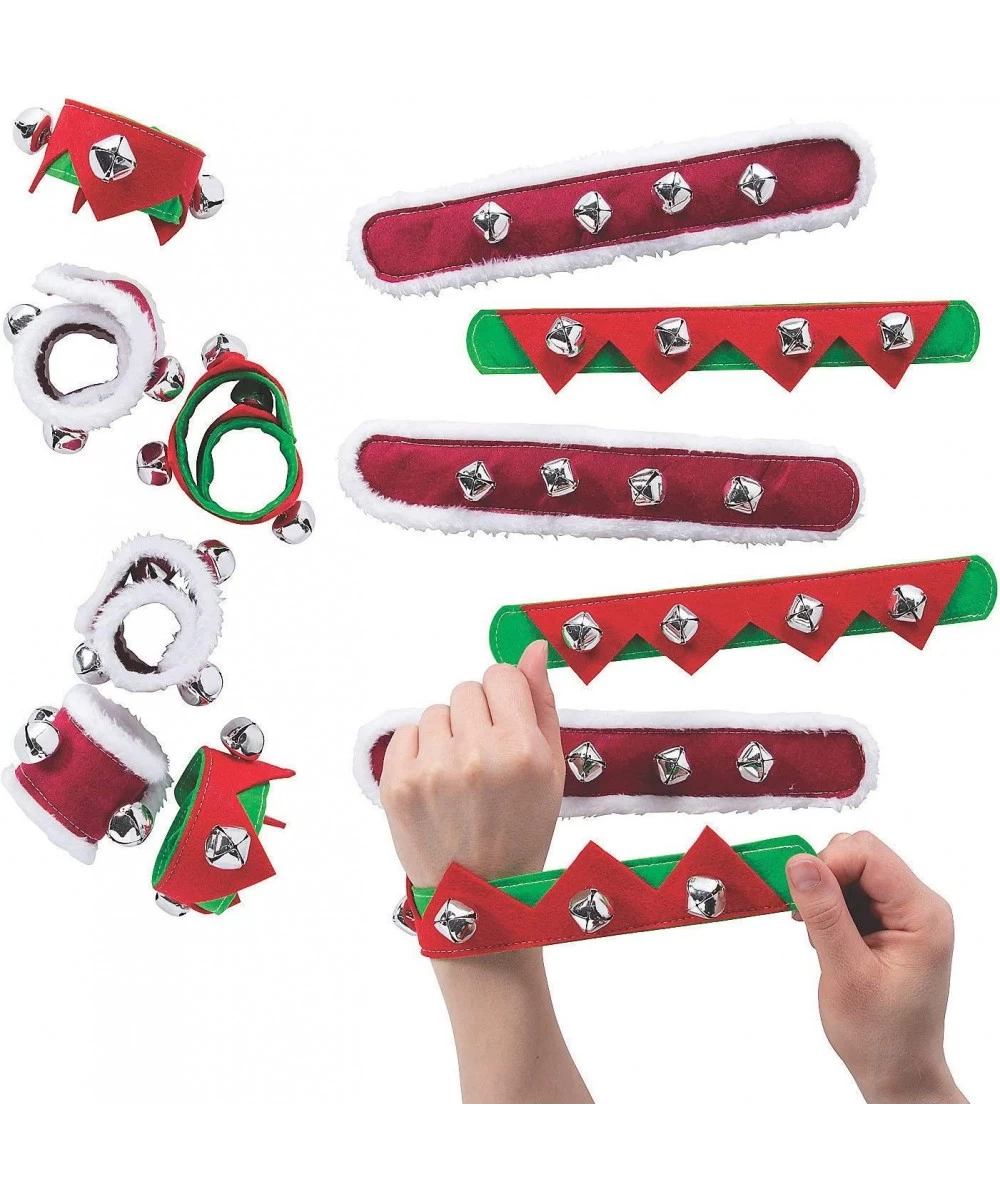 Christmas Slap Bracelet with Jingle Bells - Jewelry - 12 Pieces $43.92 Kids' Dress-Up Accessories