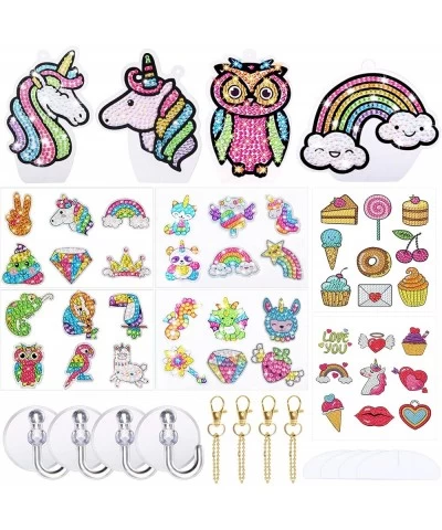 58 Pieces Diamond Painting Kit for Kids Unicorn Mosaic Sticker Suncatchers Craft Kits with Keychains for Girls DIY Creative D...