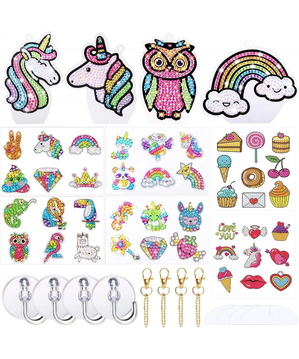 58 Pieces Diamond Painting Kit for Kids Unicorn Mosaic Sticker Suncatchers Craft Kits with Keychains for Girls DIY Creative D...