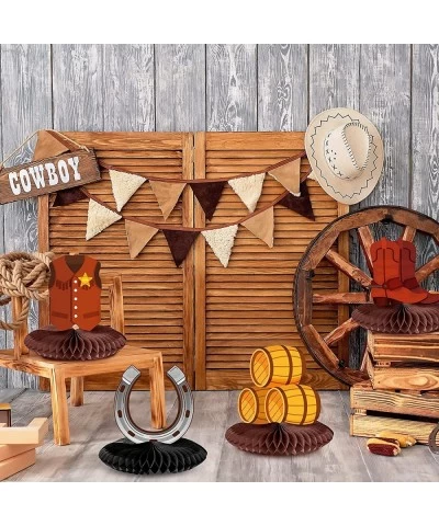 9 Pieces Cowboy Western Party Decorations Cowboy Centerpieces for Tables Wild West Party Decorations Cowboy Honeycomb Centerp...