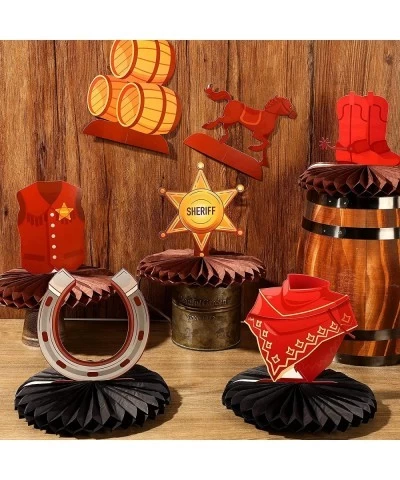 9 Pieces Cowboy Western Party Decorations Cowboy Centerpieces for Tables Wild West Party Decorations Cowboy Honeycomb Centerp...