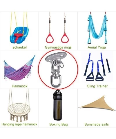 Swing Hangers Permanent Antirust SUS304 Stainless Steel Heavy Duty 360° Swivel Swing Set Brackets 2000 lb Capacity Playground...