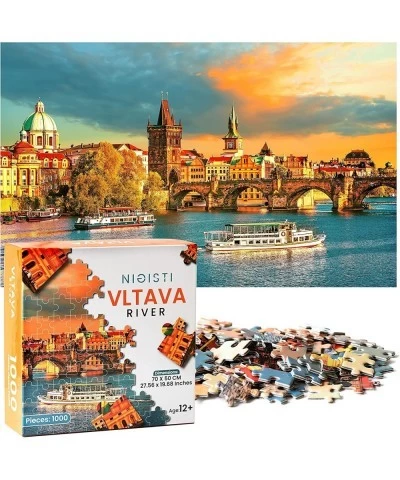 Historical Prague and Vltava River Jigsaw Puzzle 1000 Pieces for Adults - 30 x 20 Inches Large Hard Puzzle for Adults - Preci...