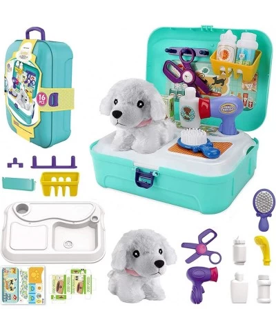 Pet Care Play Set Doctor Kit for Kids 16 Pcs Doctor Pretend Play Vet Dog Grooming Toys Puppy Dog Carrier Feeding Dog Backpack...