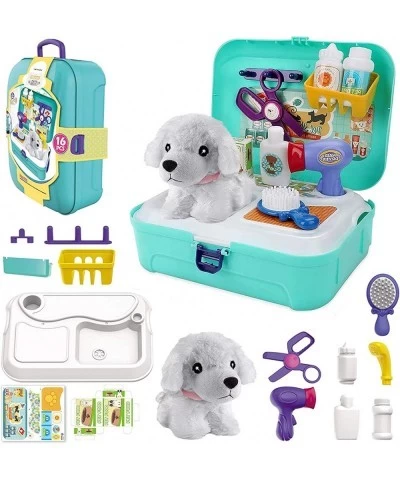 Pet Care Play Set Doctor Kit for Kids 16 Pcs Doctor Pretend Play Vet Dog Grooming Toys Puppy Dog Carrier Feeding Dog Backpack...