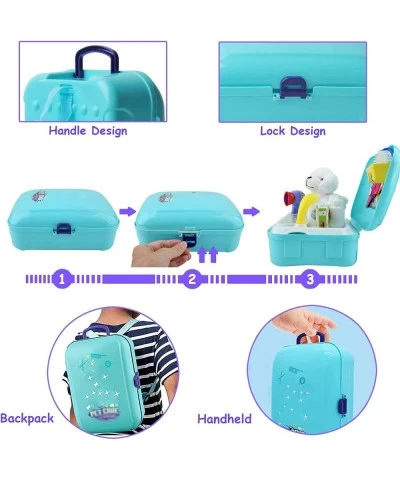 Pet Care Play Set Doctor Kit for Kids 16 Pcs Doctor Pretend Play Vet Dog Grooming Toys Puppy Dog Carrier Feeding Dog Backpack...