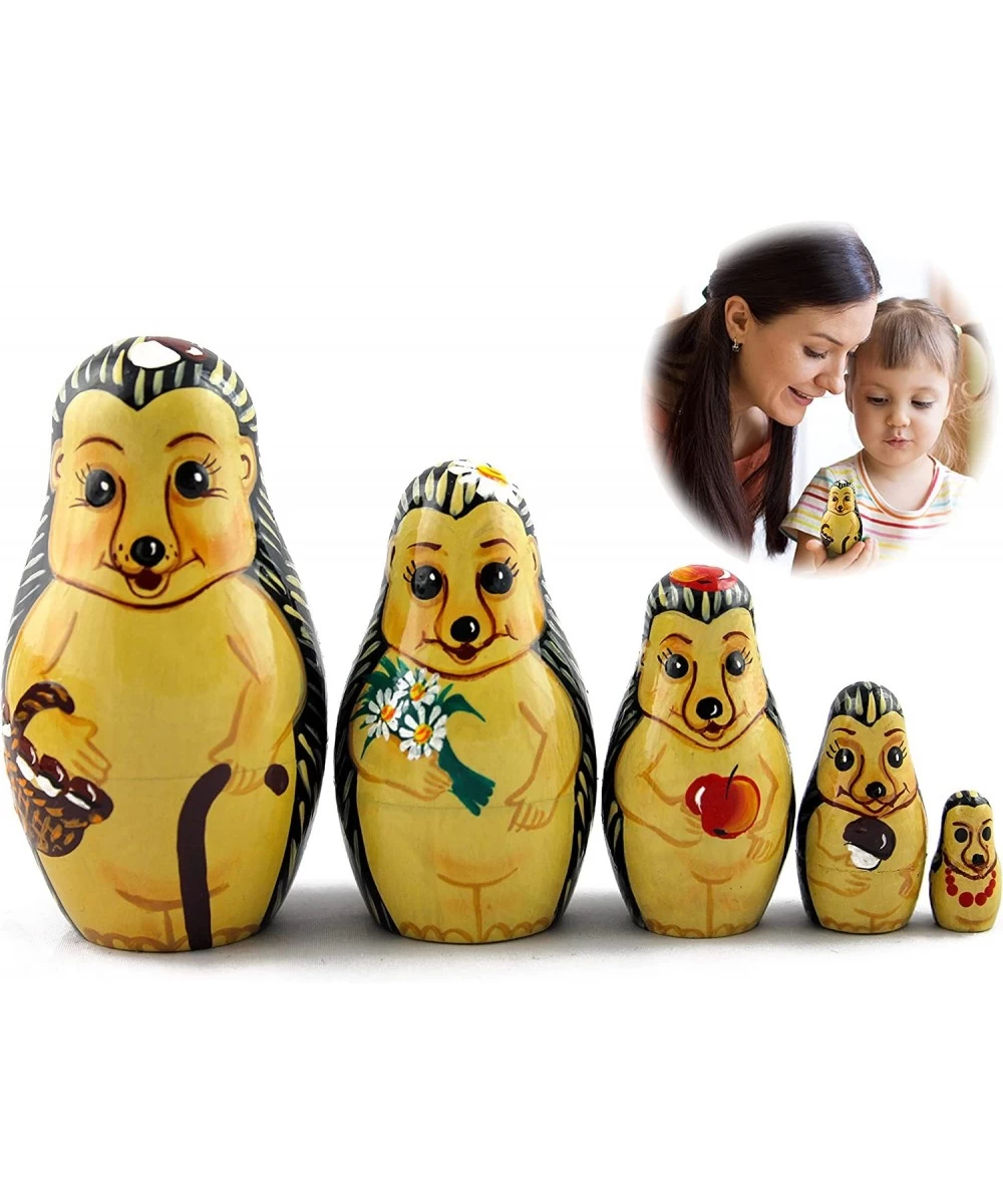 Nesting Dolls Hedgehogs Toys Set 5 pcs - Hedgehogs Animal Figurines $43.13 Nesting Dolls