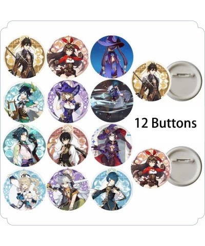 Genshin Impact Party Supplies 136 PCS Genshin Impact Party Favors Include 12 Button Pins 12 Bracelets 12 Keychains 100 Sticke...