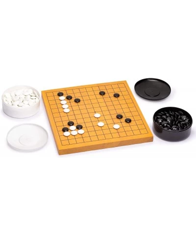 Shin Kaya Beginner's Reversible 13x13 / 9x9 Go Game Set Board (0.8-inch) with Double Convex Melamine Stones - Classic Strateg...