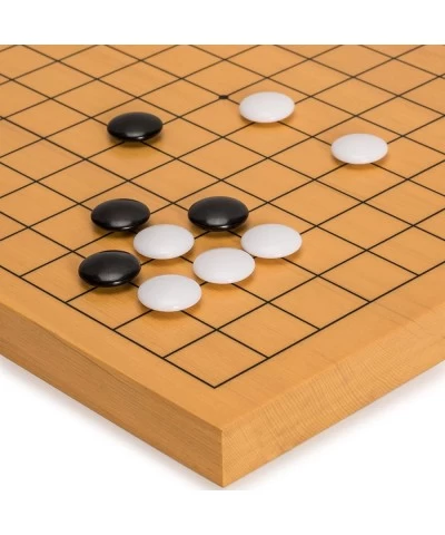 Shin Kaya Beginner's Reversible 13x13 / 9x9 Go Game Set Board (0.8-inch) with Double Convex Melamine Stones - Classic Strateg...