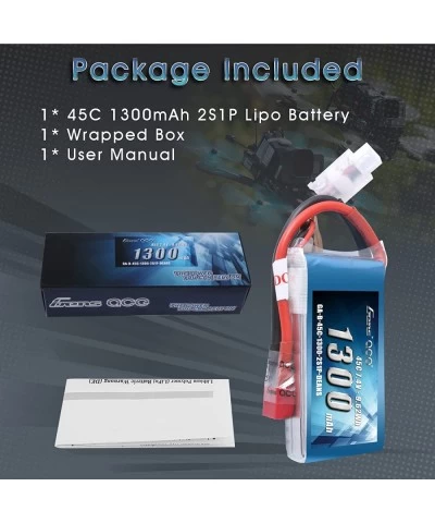 7.4V 1300mAh 2S 45C LiPo Battery Pack with Deans Plug for Glider 3D Plane Park Flyers Vortex RC Helicopter Airplane FPV Quadc...