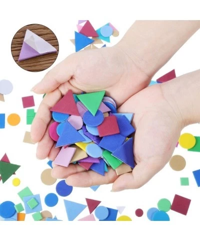 1200 Pieces Assorted Colors Mini Self-Adhesive Geometry Shapes Foam Stickers (Circle Square Triangle)for Crafts Arts Making K...