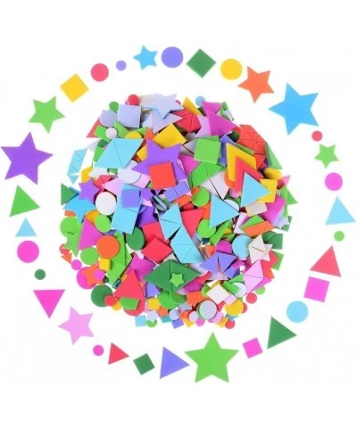 1200 Pieces Assorted Colors Mini Self-Adhesive Geometry Shapes Foam Stickers (Circle Square Triangle)for Crafts Arts Making K...