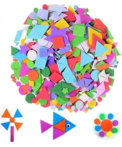 1200 Pieces Assorted Colors Mini Self-Adhesive Geometry Shapes Foam Stickers (Circle Square Triangle)for Crafts Arts Making K...