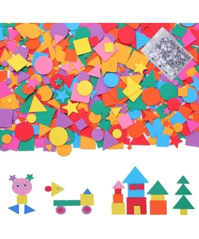 1200 Pieces Assorted Colors Mini Self-Adhesive Geometry Shapes Foam Stickers (Circle Square Triangle)for Crafts Arts Making K...