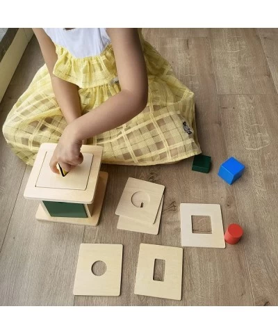 Montessori Toys for 3 Year Old Wooden 6 in 1 Object Permanence Box Shape Sorter Toy Blocks Montessori Materials Sorting Sorti...