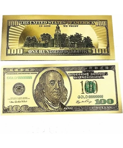 Gold 100 Dollar Bill 3 Pack $100 Gold Leaf Bills for Bookmarks Commemorative Coins with Gold Foil for Kids and Party Fake Ban...