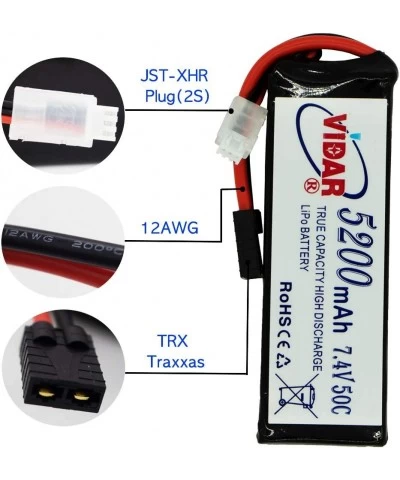 7.4V 5200mAh 2S-RC-Tracxas Lipo Battery - Real Capacity 50C Discharge with Tracxas Plug for RC Car Truck Truggy Buggy Tank He...