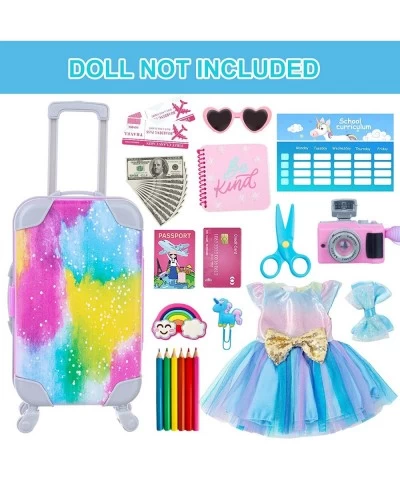 32 pcs American Doll Clothes and Accessories 18 Inch Doll Luggage and School Play Set - Suitcase School Sets Camera Handbag S...