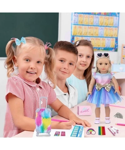 32 pcs American Doll Clothes and Accessories 18 Inch Doll Luggage and School Play Set - Suitcase School Sets Camera Handbag S...