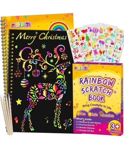 Rainbow Scratch Paper for Kids - 2 Pack Scratch Off Notebooks Arts Crafts Supplies Kits Drawing Paper Black Magic Sheets Scra...