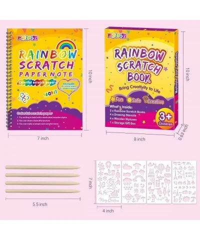 Rainbow Scratch Paper for Kids - 2 Pack Scratch Off Notebooks Arts Crafts Supplies Kits Drawing Paper Black Magic Sheets Scra...